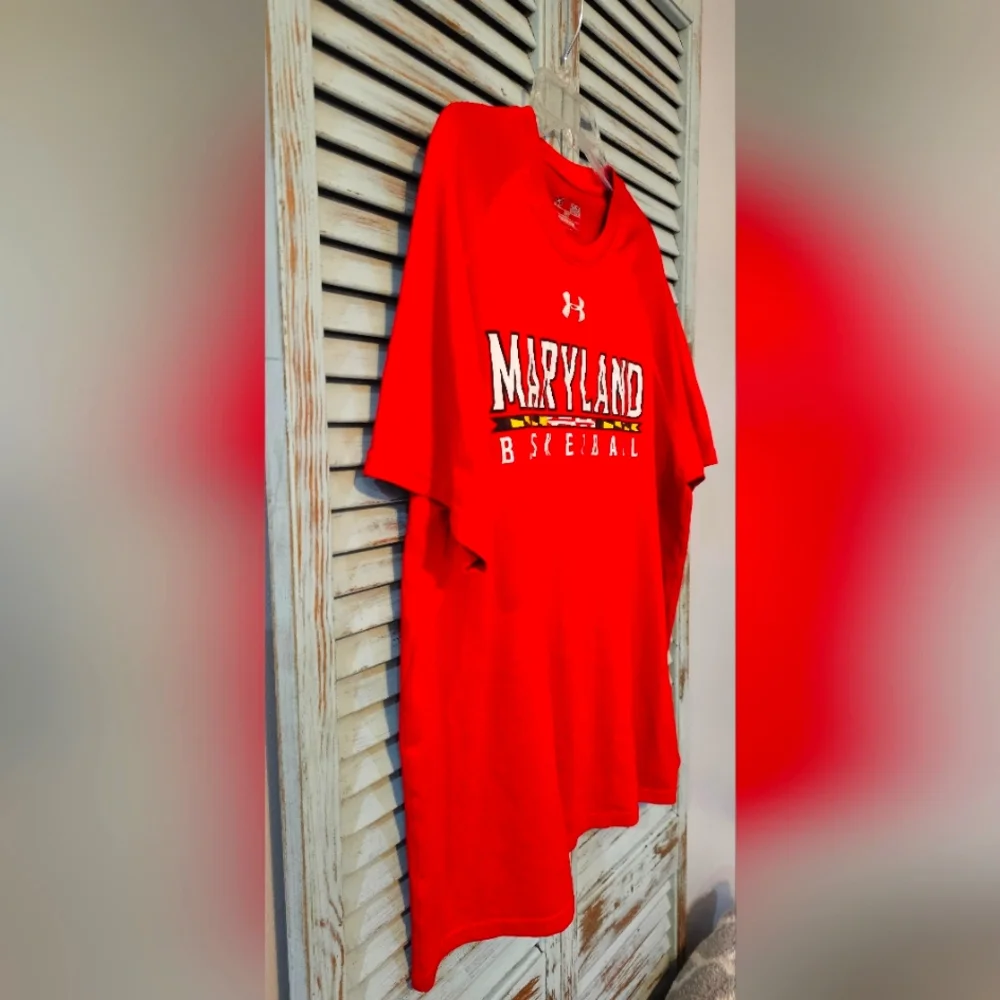 UNDER ARMOUR MARYLAND BASKETBALL SHIRT Mens Medium Red Loose Short Sleeve Tee - Picture 4 of 6